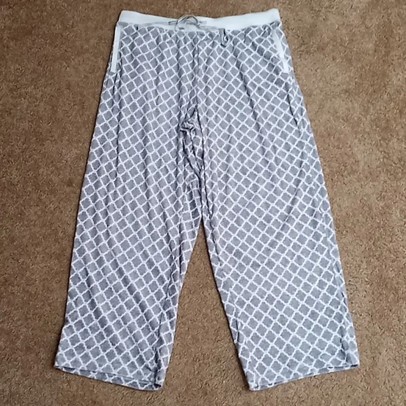 Nautica super soft long sleeve 3/4 button down grey/white patterned pajama set - Picture 3 of 8